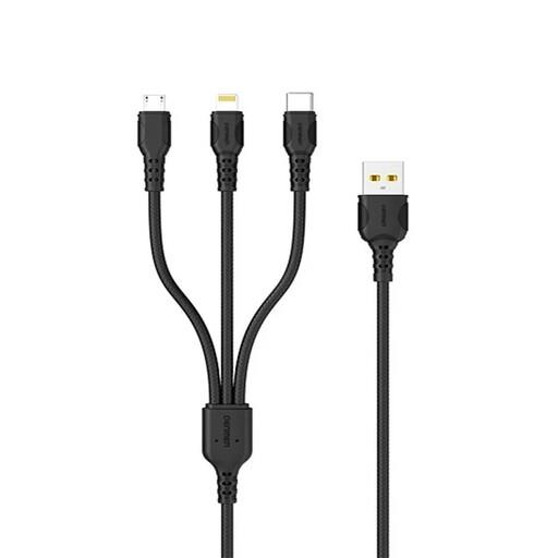 کابل تبدیل USB به لایتنینگ USB-C microUSB دنمن مدل MAX FOR 1 IN 3 PLUS طول 1 متر